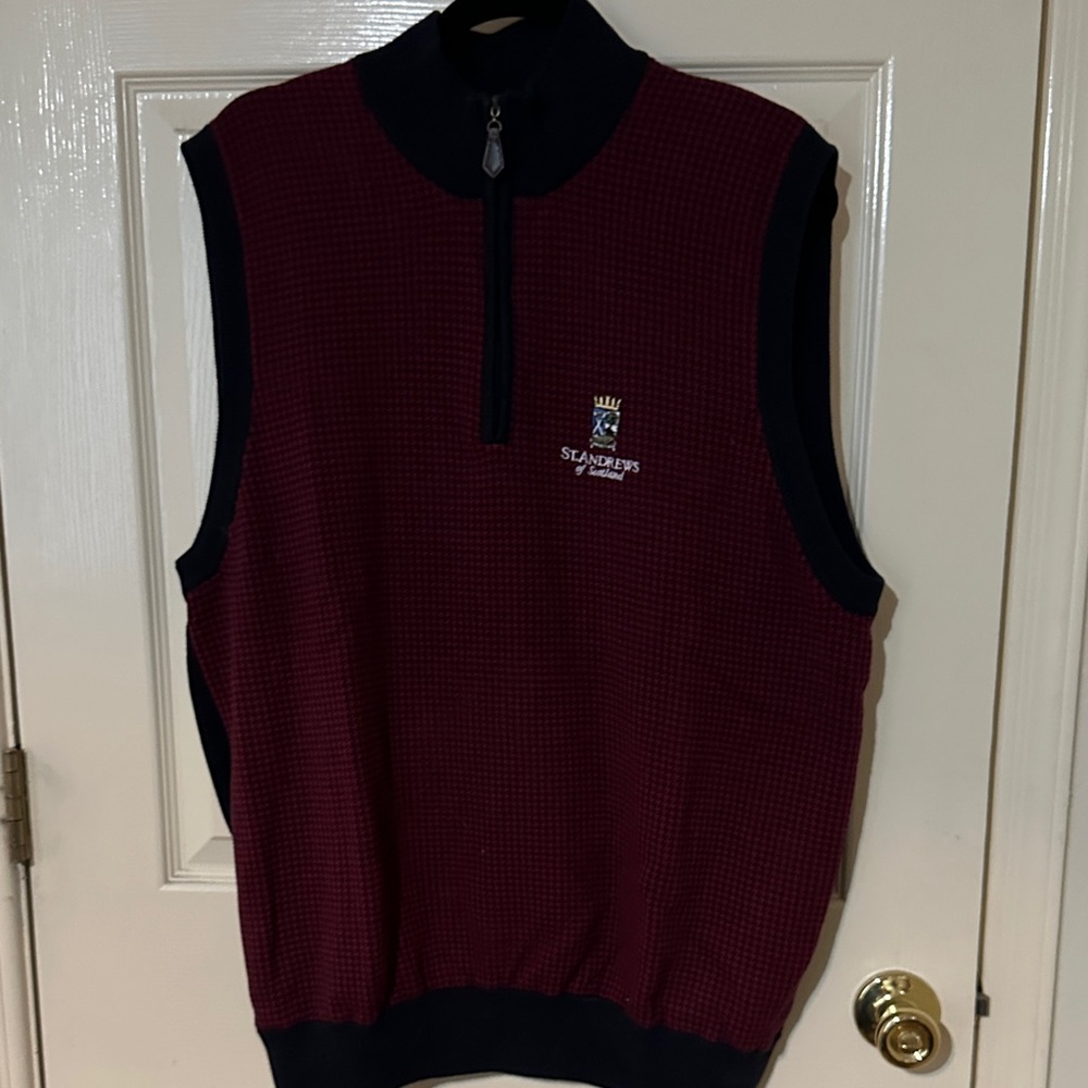 St. Andrew’s of Scotland Men's Burgundy and Black Sweater Vest